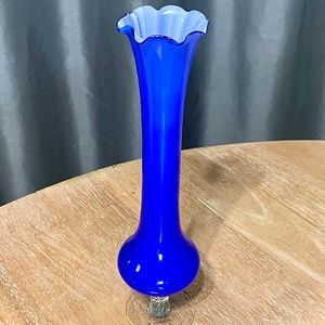 Murano Colbalt Blue Venetian Glass Candy Stripe Vase